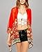 olrain Women's Floral Print Sheer Chiffon 3/4 Bat Sleeve Casual Loose Kimono Cardigan Capes (X-Large, Red)