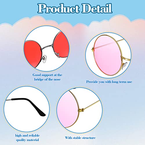 Kingdder 36 Pcs Hippie Round Sunglasses 70s Retro Classic Disco Circle Sunglasses Bulk Tinted Lens Glasses for Party Women Men (Multicolor)3