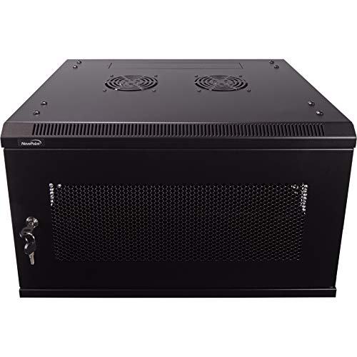 NavePoint 6U Deluxe IT Wallmount Cabinet Enclosure 19-Inch Server Network Rack with Locking Perforated Door 16-Inches Deep Black with Shelf
