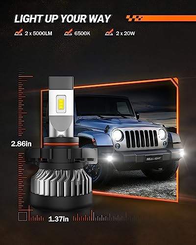 Image of SEALIGHT 5202 LED Fog Light Bulbs Or DRL, 5201 PS19W PS24W Fog Lights LED Light for Car, 20000RPM Turbo Fan Strong Penetration,600% Brightness Upgrade Fog Bulbs, Pack of 2