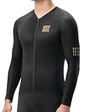 ROCKBROS Fahrradtrikot Langarm Herren, Atmungsaktiv Schnell Trocknend Fahrradbekleidung Mit 3 Rückentaschen und Reflektierenden Details, Leichtes Radtrikot für Rennrad und MTB, Schwarz 3XL