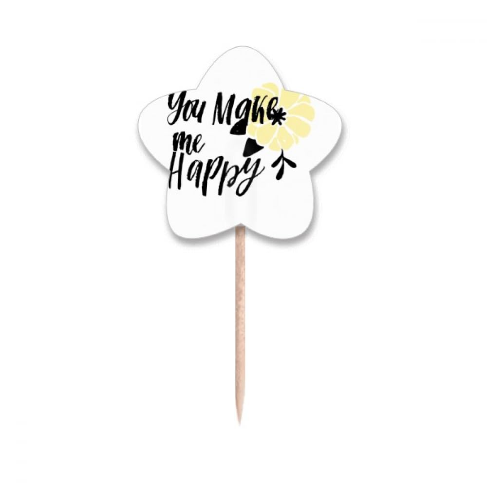 Cure-dents en forme d'étoiles You Make Me Happy en bois pour apéritif et décoration de buffet