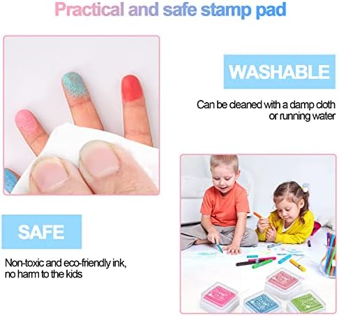 24 Colors Ink Pad Set, Non Toxic Washable Finger Stamp Rainbow Color, Fingerprint Stamp Ink Pad for Child Palm Finger Painting, for DIY Scrapbooking Rubber Art Craft Stamp Card Making