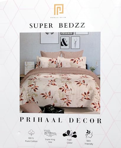 Image of Super Bedzz by Prihaal Decor Cotton Double Size Bedsheet with 2 Pillow Cover Size:108x108 (MEHRUN 3) bedsheet for Double Bed, Cotton Double bedsheet, Suitable for Bedroom, Gift Set
