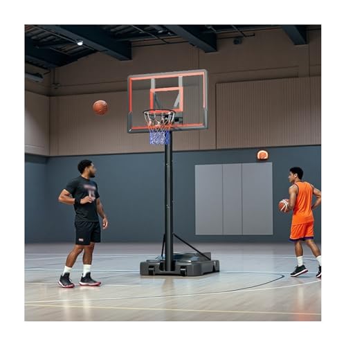 Aro De Baloncesto Portátil con Tablero De PC De 44', Estante De Baloncesto De Altura Ajustable, para Jóvenes, Adolescentes Y Adultos
