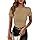 GLEENOD Camiseta de mujer con cuello redondo y manga corta para el verano Y2K, caqui, M