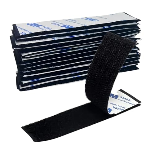LANNUO Adhesive Hook and Loop Tape Strong Sticky Back - Heavy Duty Fastener Stripe for Home, Office, Scool, Organizing, DIY, Crafts etc (Black, 1in×4in)