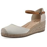 WHITE MOUNTAIN Women's Maintain Mini-Heel Espadrille Sandal, Natural/Fabric, 9.5 W