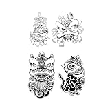 Chinese style lion dance herbal cover tattoo stickers durable waterproof tattoo stickers
