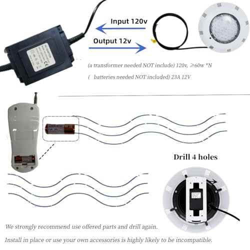 image for ZHFEISY 11.6Inch Pool Lights for Inground Pool, AC12V 45w Color Changi
