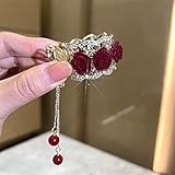 Red Rhinestone Hair Clip, Metal Rose Rhinestone Hair Clips Barrettes Ponytail Clip, Non-slip Hair Cl