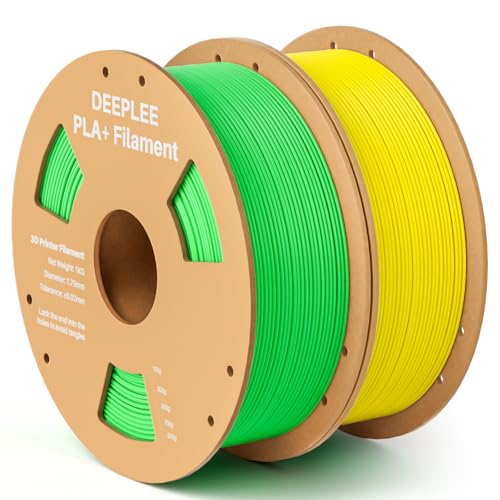 Image of PLA+ 1.75mm 3D Printer Filament, PLA Plus with Dimensional Accuracy + /- 0.02mm, Higher Strength and Toughness, Neatly Wound, No Clogging, 2 Pack 1kg Green & Yellow