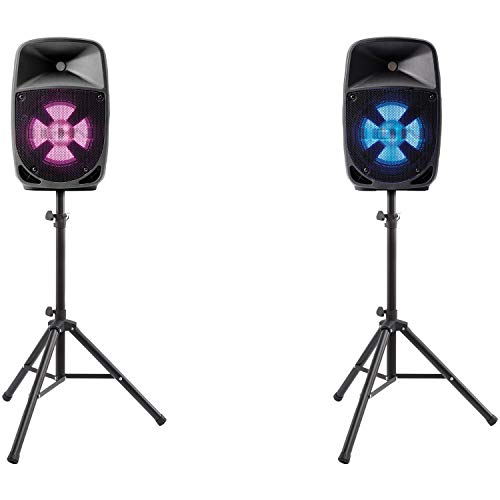 ION Audio ProGlow 8" PA Bi-Amplified Bluetooth Speaker System, 2 pk
