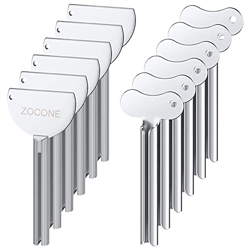 ZOCONE 歯磨き粉絞り器 12個 メタルチューブ絞り器 キー ステンレススチール 歯磨き粉ローラー チューブ絞り器 塗料、クリーム、化粧品、染毛剤用 (D)