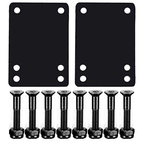YS Sport Longboard Skateboard 1 8 Riser Pads and 8 Pcs 1 inch Hardware Mounting Screws Nuts (Black_)