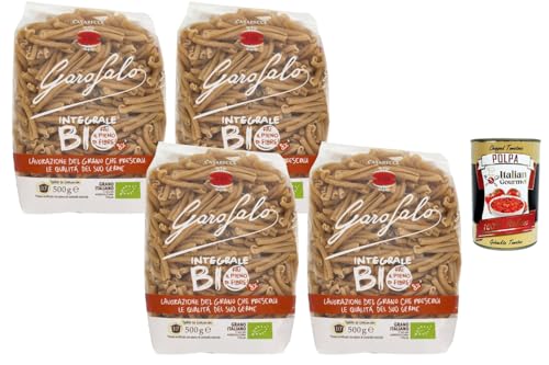 Italian Gourmet Bundle 4x Casarecce Vollkorn 500 g + Italian Gourmet Polpa – italienische Pasta aus Vollkorn-Hartweizen, Casarecce 5-88 für kräftige Saucen, Vorrat und mediterrane Küche
