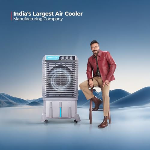 Image of SUMMERCOOL Tiara 75L Desert Air Cooler with 18 inch powerful Fan | Low Power Consumption | 45ft Powerful Air Throw | Inverter Compatible | HoneyComb | 1 Year Warranty | Grey
