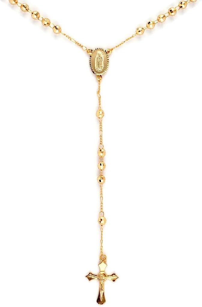 Rosary Necklace for Women - Cross Necklace for Women in Goldtone - Layered Necklaces for Women's Jewelry Long Charm Lariat Necklaces 21"-26" Catholic Faith Religious Christian Christmas Gifts
