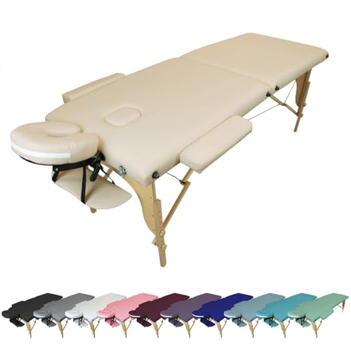 Vivezen - Table de Massage Pliante 2 Zones en Bois avec Panneau Reiki + Accessoires et Housse de Transport - Plusieurs Coloris