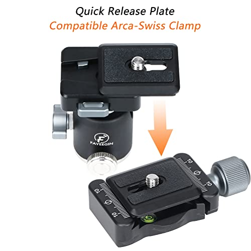 Fayeegin Quick Release Tripod Ball Head Panoramic Ballhead With Cold Shoe, 360° Rotatable Tripod Head Mount W/ Arca Swiss 38Mm Qr Plate For Tripod Monopod Slider Dslr Camera Camcorder #TOP2