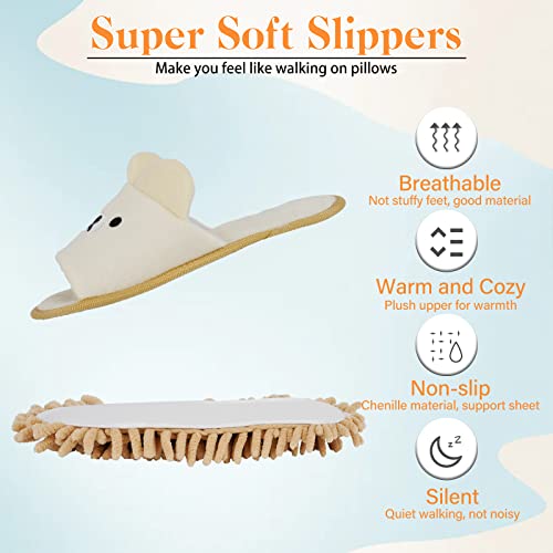 Liitrton 1 Pair Detachable Mop Slippers Shoes Microfiber Chenille Soft Comfortable Dust Dirt Hair Cleaner (Beige) #TOP4