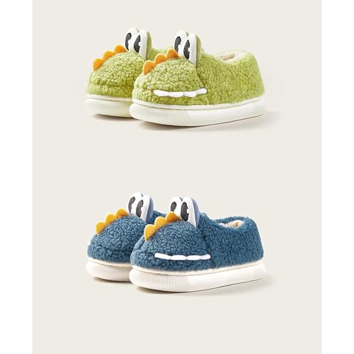 Kids Toddler Cartoon Slippers Boys Girls Dinosaur House Shoes Non Slip Warm Soft Winter Fuzzy Full Wrapped Slipper3