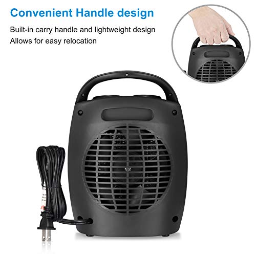 andily Small Ceramic Space Heater Electric Portable Heater Fan for Home Dorm Office Desktop and kitchen with Adjustable Thermostat,ETL Listed for Safe Use (Black) by andily - Image 4