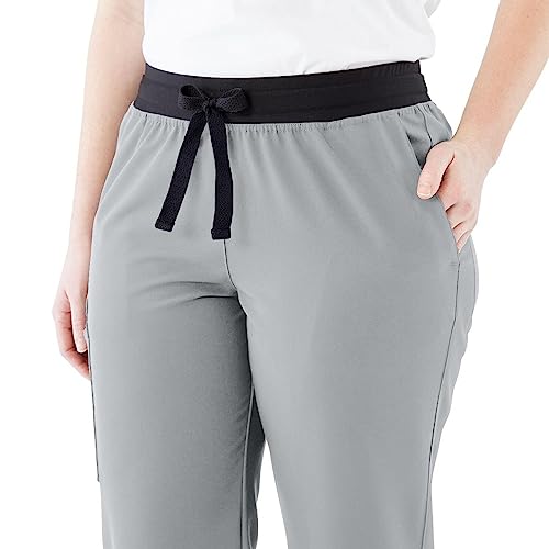 Image of ave. Women's Varick Six Pocket Midrise Straight Leg Scrub Pant, Gray, 3X-Large Petite