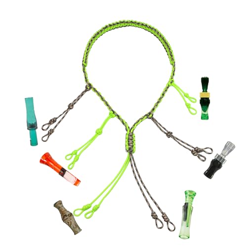 KOKKOYA Duck Call Lanyard Paracord Hunting Goose Calls 12 Adjustable Loops Outdoor Predator Gear Nylon Game Call Paracord Goose Calls for Pheasant Waterfowl Hand Braided Necklace (F-Green)