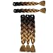 Produktbild Haarverlängerung 60cm Crochet Braids Two Tone Ombre Braiding Haar Synthetik Braid 5 Pcs/500g Dunkel schwarz bis hellbraun bis aschblond