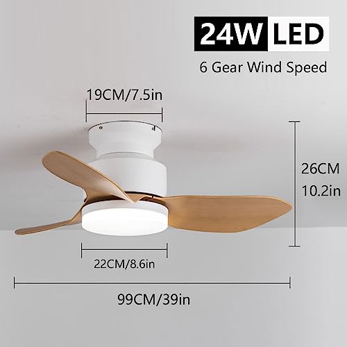 Ventilateur de plafond 39 pouces silencieux avec pales ABS et télécommande