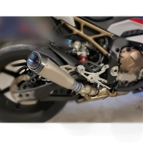 Motorcycle exhaust pipe For BMW S1000RR 2019-2022 2020 2021 Motorcycle Exhaust Titanium Alloy Middle Link Pipe Carbon Fiber Muffer Pipe Exhaust Pipes Muffler(Silver)