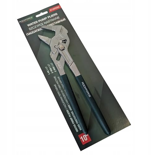 Image of Water Pump Pliers, 250mm, Rubber Grip Handle, Professional Grade, Grey and Black