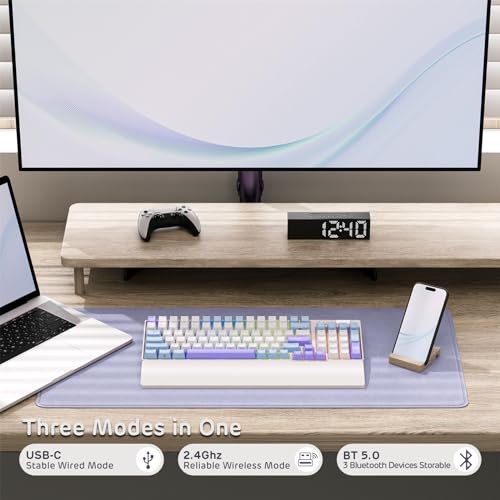 Image of RK ROYAL KLUDGE RK96 RGB Limited Ed, 90% 96 Keys Wireless 3-Mode BT5.0 /2.4G /USB-C Hot Swappable Mechanical Keyboard w /Wrist Rest, Volume Control, Software, Massive Battery, RK Pale Green Switch