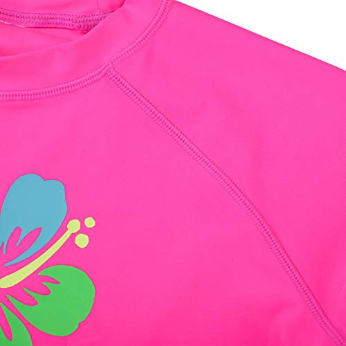 Dayu Girls' Long Sleeve Rashguard Swim Shirt Upf 50+ Neon Pink 12-14 #TOP4