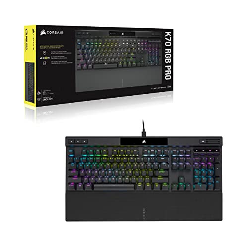 Corsair K70 RGB PRO Clavier Gaming Mécanique Filaire (CHERRY MX RGB Speed Switchs, Taux d’interrogation de 8,000Hz, Touches PRO PBT à Double Injection, Repose-Poignet Doux) AZERTY, FR - Noir