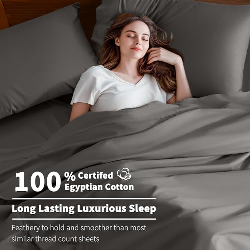 image for Shilucheng 100% Cotton Queen Size Sheets Set - 600 Thread Count，Luxu