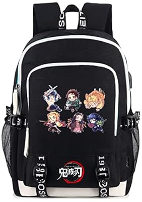 Roffatide Anime Demon Slayer Mochila Estampada Mochila para Portátil de 15,6 Pulgadas con Puerto de Carga USB y puerto para Auriculares Negro | Ya disponible en tu tienda friki favorita! En mundofriki.es!