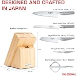 Ensemble de blocs de couteaux Global Takashi de 6 pièces – Couteaux de cuisine japonais en acier inoxydable premium avec bords ultra tranchants, design léger équilibré et bloc de rangement élégant pour chefs à domicile