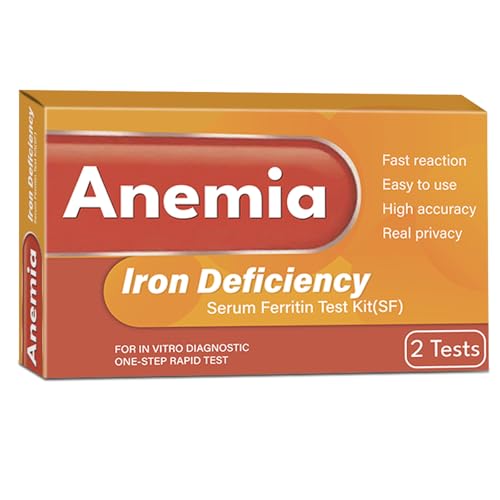 Iron Deficiency Test Kit, at-Home Iron Test Kit for Anemia. Iron Test Kit 2-Pack for Quick Response and Accurate Results. Suitable for Both Men and Women.