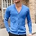 Men's Cardigan Sweater Cable Knitted Collar Cardigans Casual Fashion Soft Comfy Warm Outerwear Blue