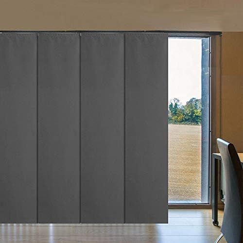 LETAU Cordless Sliding Panels Track Blinds, 100% Blackout Made to Order Vertical Blinds for Large Windows, Sliding Doors, Open Spaces and Room Dividers, Dark Grey