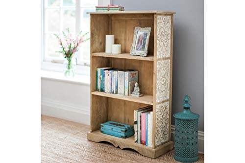Image of The Attic Jodhpur Bookshelf, Multipurpose for Living Room Bed Room Study, Solid Wood, Natural + White Matte Finish
