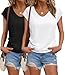 KKJ Womens Tank Tops Cap Sleeve U Neck Tops 2026 Summer Spring Casual Tee Trendy T Shirts Beach Vacation Fashion Clothes,Black+White,S