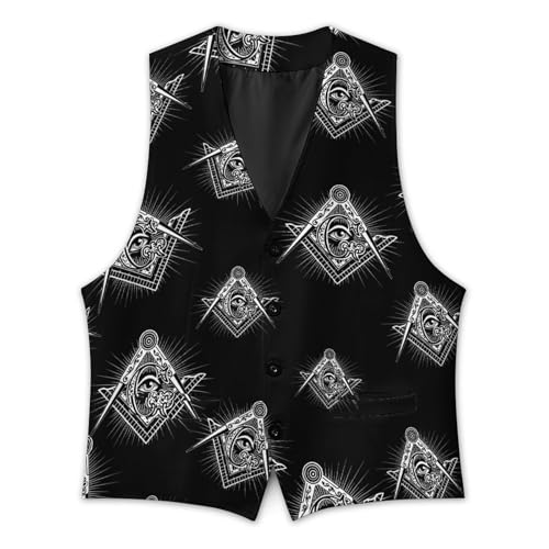 Masonic Freemason Square Compass Suit Vest for Men Casual Business Tuxedo Slim Fit Suit Vests Lightweight Waistcoat2