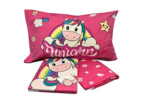 Unicorn Single Bed Sheet for Girls Complete Bed, Pink, Top Sheet, Fitted Sheet, Pillowcase, 100 Percent Cotton, Bed Sheets for Bedroom - Image 2