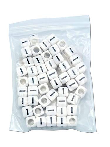 FEQM Pre-Sorted Letter Beads (6mm 50 pcs, White - Black Letter I)