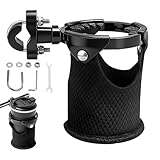 LYDODOKA Motorcycle Cup Holder, Bicycle Drink Holder with 360° Swivel Clamp Mount for 7/8'' to 1-1/4'' Handlebar Bumper Pole Mount Fit for ATV UTV Scooter Bike- Black