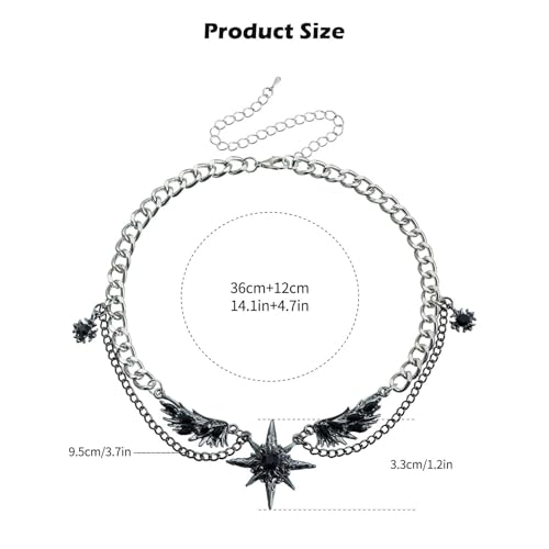 Image of Gothic Necklace for Men & Women, Dark Aesthetic Layered Chain Jewellery, Bold Streetwear Accessory, Unisex Gothic Jewellery for Casual & Y2K Fashion Outfits, Alloy Material