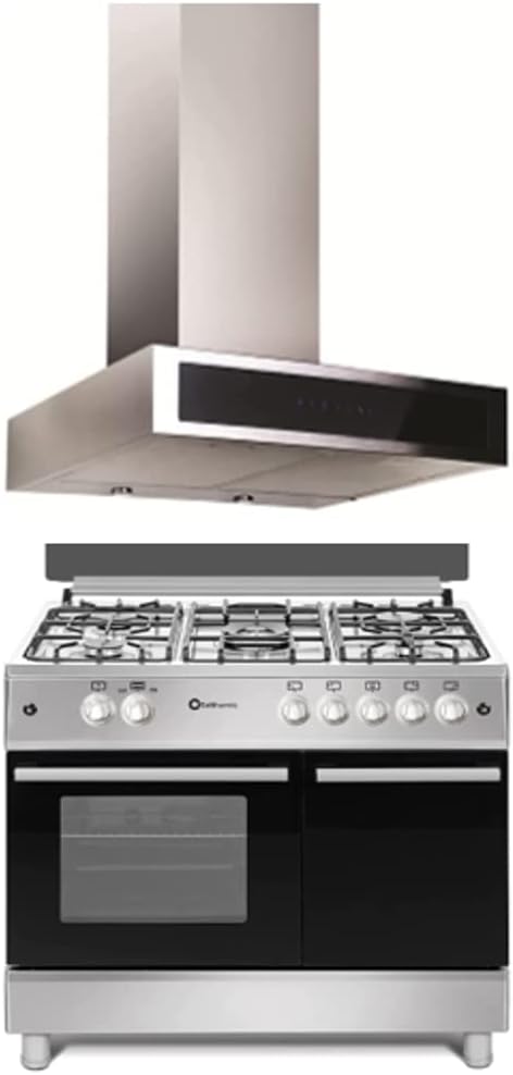 PACK 90 CM COCINA A GAS PORTABOMBONA SOLTHERMIC Y CAMPANA EXTRACTORA TIPO T CON PANEL TÁCTIL TG90X90X / 3 VELOCIDADES / 650 M/H CAPACIDAD DE EXTRACCIÓN/SILENCIOSO